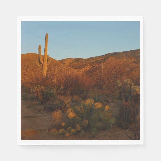 Serviette En Papier Saguaro Sunset I Arizona Désert Paysage (Devant)