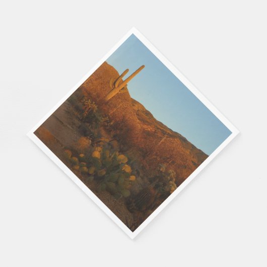 Serviette En Papier Saguaro Sunset I Arizona Désert Paysage (Coin)