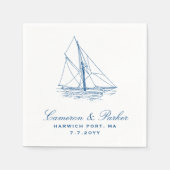 Serviette En Papier Sailboat Elegant Nautical Navy Blue Mariage (Devant)