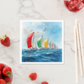 Serviette En Papier Sailboat Race On High Seas (En situation)