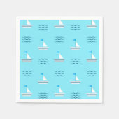 Serviette En Papier Sailboats on the Blue Sea Pattern (Devant)