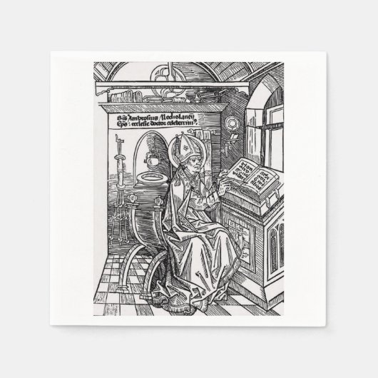 Serviette En Papier Saint Ambrose de Milan (Devant)