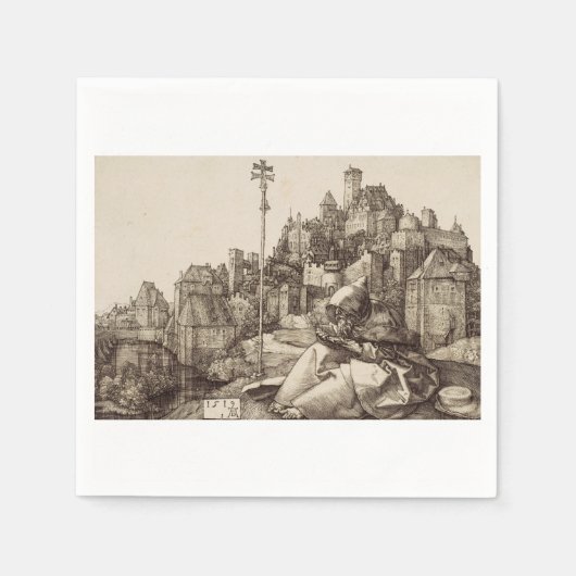 Serviette En Papier Saint Antoine lisant par Albrecht Dürer (Devant)