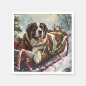 Serviette En Papier Saint Bernard Chien Festif de Noël (Devant)