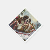 Serviette En Papier Saint Bernard Chien Festif de Noël (Coin)