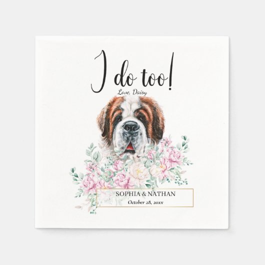 Serviette En Papier Saint Bernard Chien Mariage Cocktail Napkins (Devant)