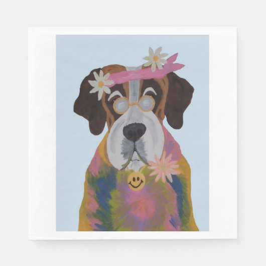 Serviette En Papier Saint Bernard Hippie (Devant)