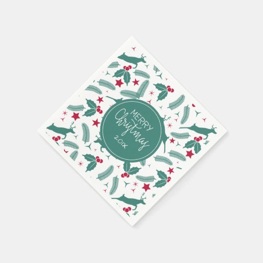 Serviette En Papier Saint Noël et motif de cerfs (Coin)