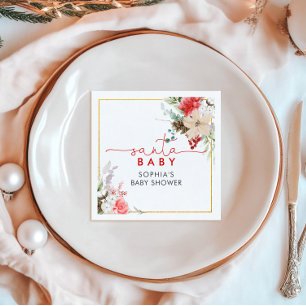 Serviette En Papier Saint Noël Fleurs Baby shower serviettes
