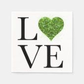 Serviette En Papier Saint Patrick | Amour | coeur étincelant vert (Devant)
