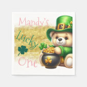 Serviette En Papier Saint Patrick’s Day Bear Gold Birthday Lucky One (Devant)