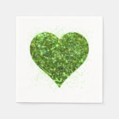 Serviette En Papier Saint Patrick's day, coeur vert irlandais scintill (Devant)