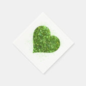 Serviette En Papier Saint Patrick's day, coeur vert irlandais scintill (Coin)
