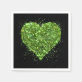Serviette En Papier Saint Patrick's day, coeur vert irlandais scintill (Devant)