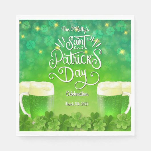 Serviette En Papier Saint Patrick's Day Green Beer Party (Devant)