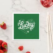 Serviette En Papier Saint Patrick's Day Heart Lucky Clover Shamrock (En situation)