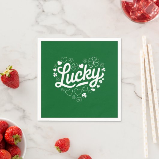 Serviette En Papier Saint Patrick's Day Heart Lucky Clover Shamrock (En situation)