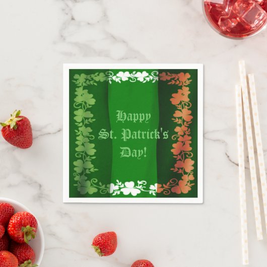 Serviette En Papier Saint Patrick's Day Irlandais Drapeau Shamrock ser (En situation)