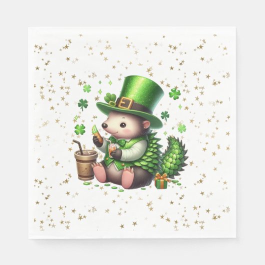 Serviette En Papier Saint Patrick's Day Lucky Hedgehog (Devant)