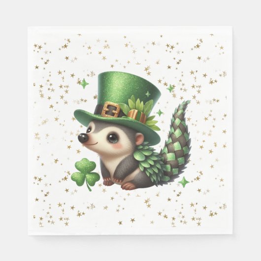 Serviette En Papier Saint Patrick's Day Lucky Hedgehog (Devant)
