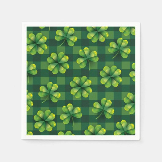 Serviette En Papier Saint Patrick's Day Shamrock Plaid (Devant)