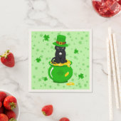 Serviette En Papier Saint Patrick's Day Shamrock Pot of Gold Black Cat (En situation)