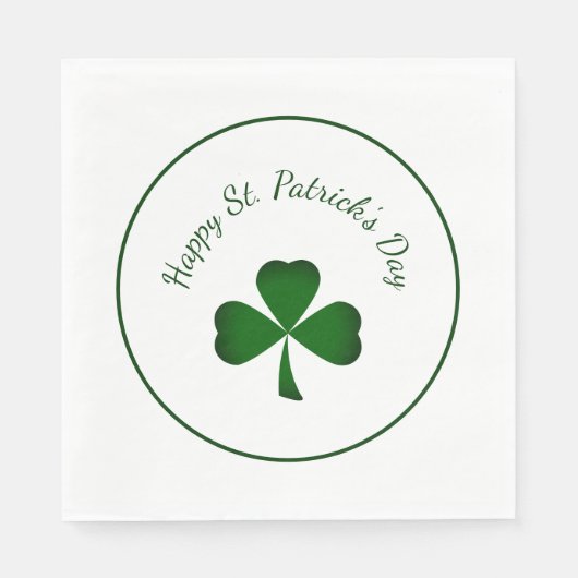 Serviette En Papier Saint Patrick's Day Vert Shamrock Lucky Clover (Devant)