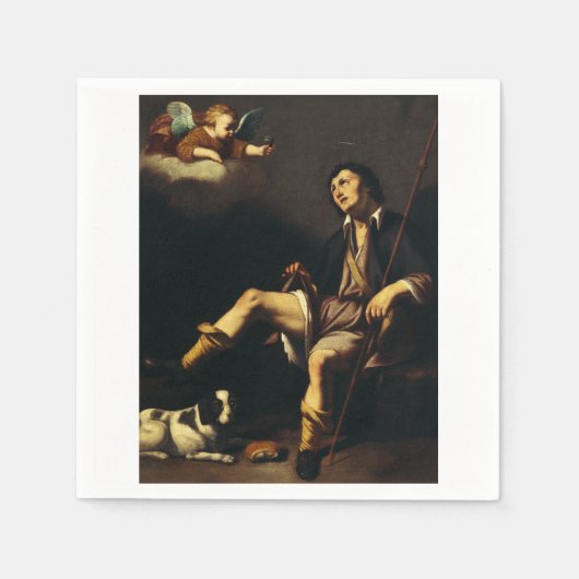 Serviette En Papier Saint Roch et l'Ange par Guy François (Devant)