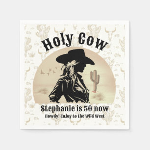 Serviette En Papier Saint Vache drôle Vintage Cowgirl 50e anniversaire