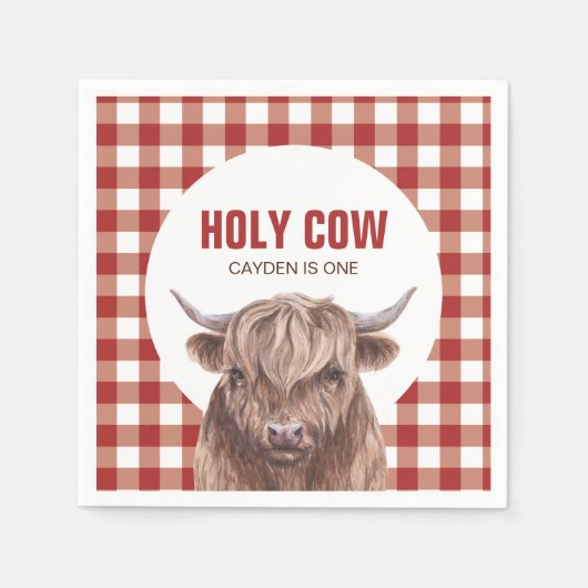 Serviette En Papier Saint vache Je suis une vache brune Imprimer anniv (Devant)