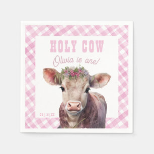 Serviette En Papier Saint Vache Je suis une vache rose Anniversaire se