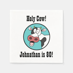 Serviette En Papier Saint-Vache Personnalisé 80e anniversaire de fête 