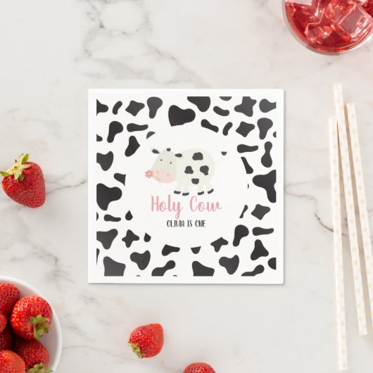 Serviette En Papier Saint vache rose pâle vache Imprimer Anniversaire (En situation)