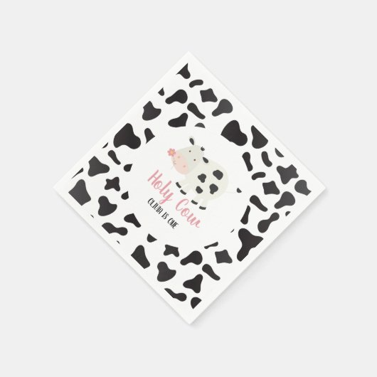 Serviette En Papier Saint vache rose pâle vache Imprimer Anniversaire (Coin)