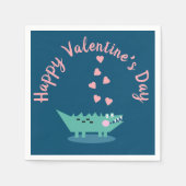 Serviette En Papier Saint-Valentin Alligator Cœurs Rose (Devant)