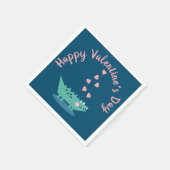 Serviette En Papier Saint-Valentin Alligator Cœurs Rose (Coin)