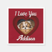Serviette En Papier Saint-Valentin amour de chien de coeur Nom photo p (Devant)