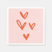 Serviette En Papier Saint Valentin Amour Pastel rose et rouge (Devant)