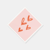 Serviette En Papier Saint Valentin Amour Pastel rose et rouge (Coin)