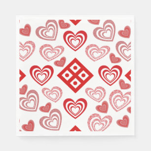 Serviette En Papier Saint Valentin Amour rose, rouge et Motif blanc