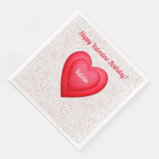 Serviette En Papier Saint-Valentin Anniversaire Fancy Coeurs rouges (Coin)