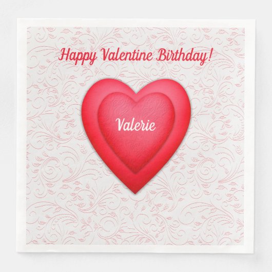 Serviette En Papier Saint-Valentin Anniversaire Fancy Coeurs rouges (Devant)