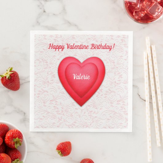 Serviette En Papier Saint-Valentin Anniversaire Fancy Coeurs rouges (En situation)