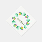 Serviette En Papier Saint-Valentin aquarelle verte mignonne romantique (Coin)