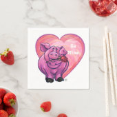 Serviette En Papier Saint Valentin au cochon (En situation)