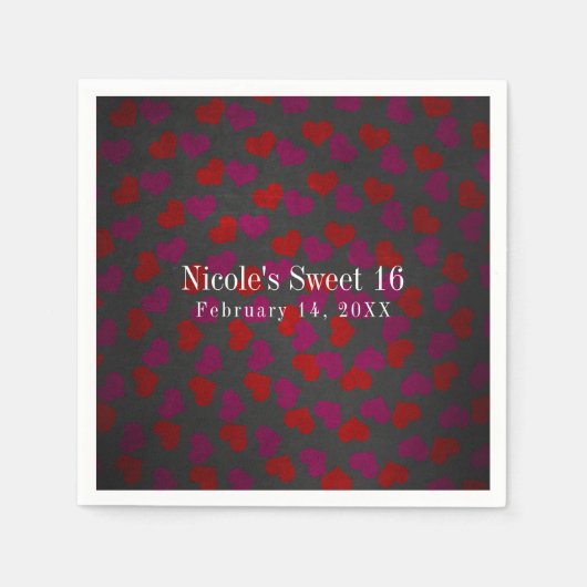 Serviette En Papier Saint Valentin Coeurs Anniversaire Fête (Devant)