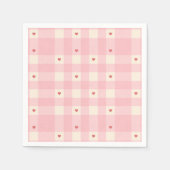 Serviette En Papier Saint-Valentin Cœurs en Gingham Rose  (Devant)