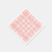 Serviette En Papier Saint-Valentin Cœurs en Gingham Rose  (Coin)