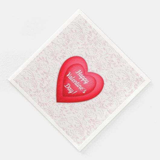 Serviette En Papier Saint Valentin Coeurs rouges fantaisistes (Coin)