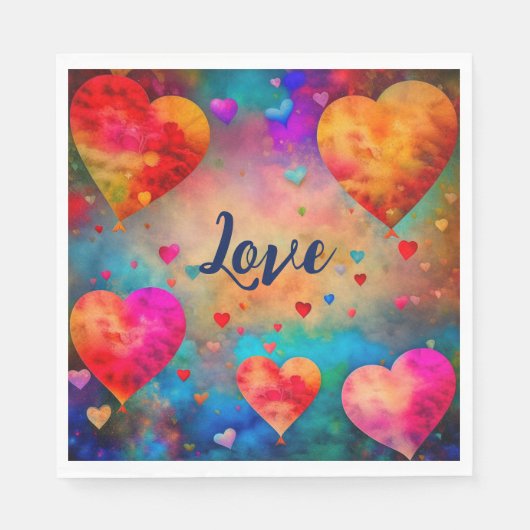 Serviette En Papier Saint Valentin Coeurs Vintages Personnalisés (Devant)